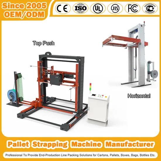 Use Fully Automatic PP Material Carton Box Sealing Pallet Side/Horizontal/Top Push Pallet Strapping